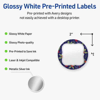 Avery Circle Multipurpose Labels, 2 Dia., White, 120/Pack (19479370628)