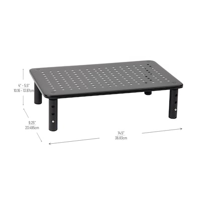 Mind Reader Adjustable Monitor Stand and Ventilated Laptop Riser, Black (4LEGMET-BLK)
