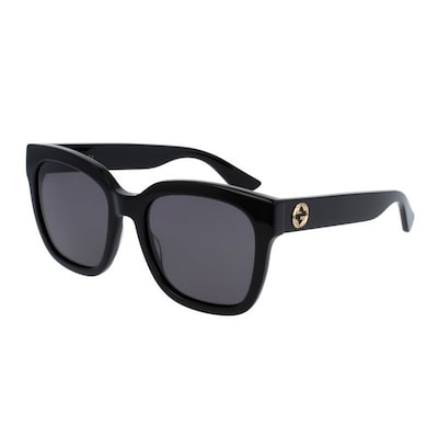 Gucci Womens Shiny Black Rectangular Sunglasses