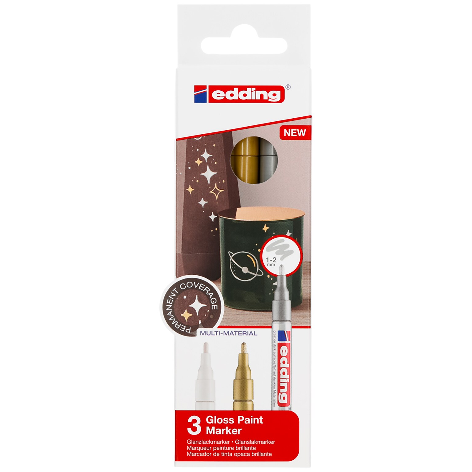 edding 751 Series Oil Based Gloss Paint Marker, Fine Tip, Metallic Colors, 3/Pack (EDD47513999)