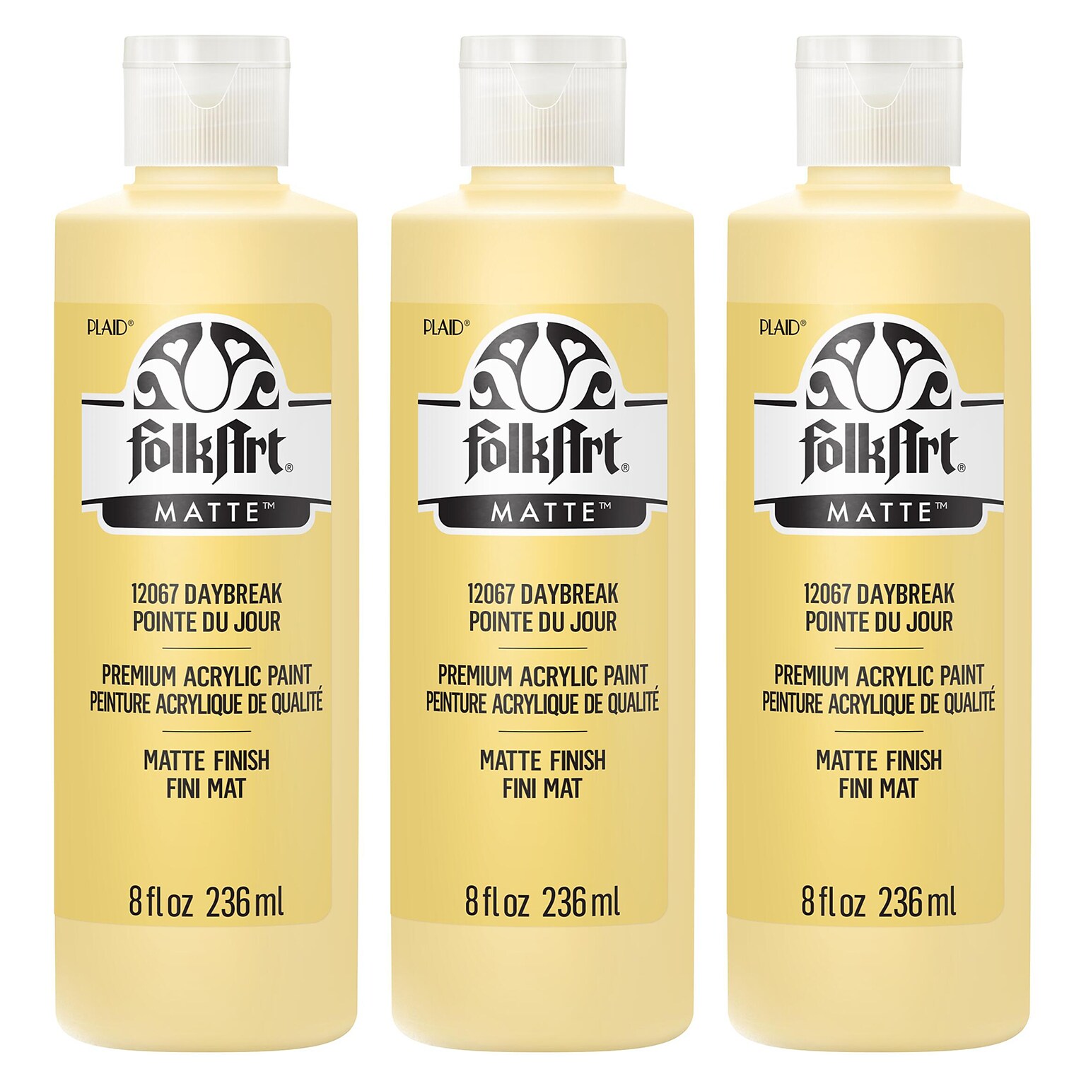 FolkArt Acrylic Paint Matte, 8oz., Daybreak, 3/Pack (FLK12067-3)