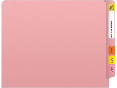 Medical Arts Press Heavy-Duty End Tab File Folder, Straight Cut, Letter-Size, Pink, 40/Box (S-09458-PNK)