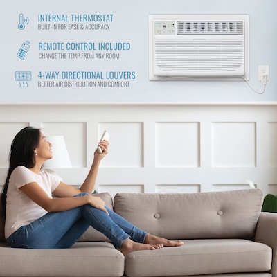Keystone 115-Volt 8000 BTU Wall Air Conditioner with Remote, White (KSTAT08-1E)