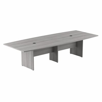 Bush Business Furniture 120W x 48D Boat Shaped Conference Table with Wood Base, Platinum Gray (99TB1