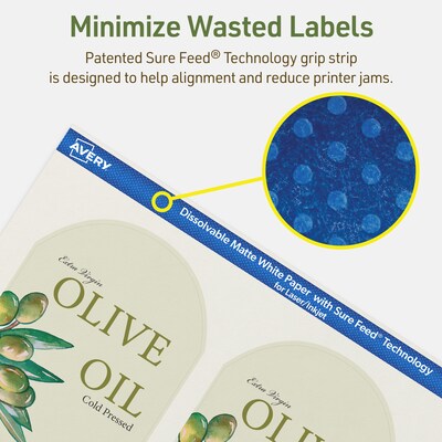 Avery Dissolvable Decorative Edge Multipurpose Labels, 4.75" x 3.5", Off-white, 20/Pack (94600)