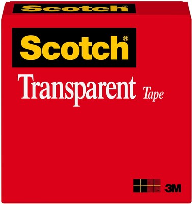 Scotch Transparent Clear Tape, 0.50 x 72 yds., 1 Core, Transparent (600-122592)