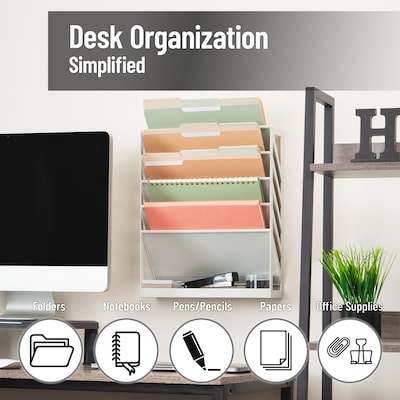 Mind Reader 5-Compartment Mountable Plastic Vertical File Storage, Beige (WALLANCH-BEI)