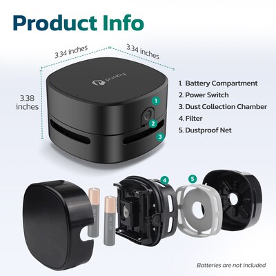 Purely C25 Wireless Mini Desktop Vacuum Cleaner, Black (PKBVC25)