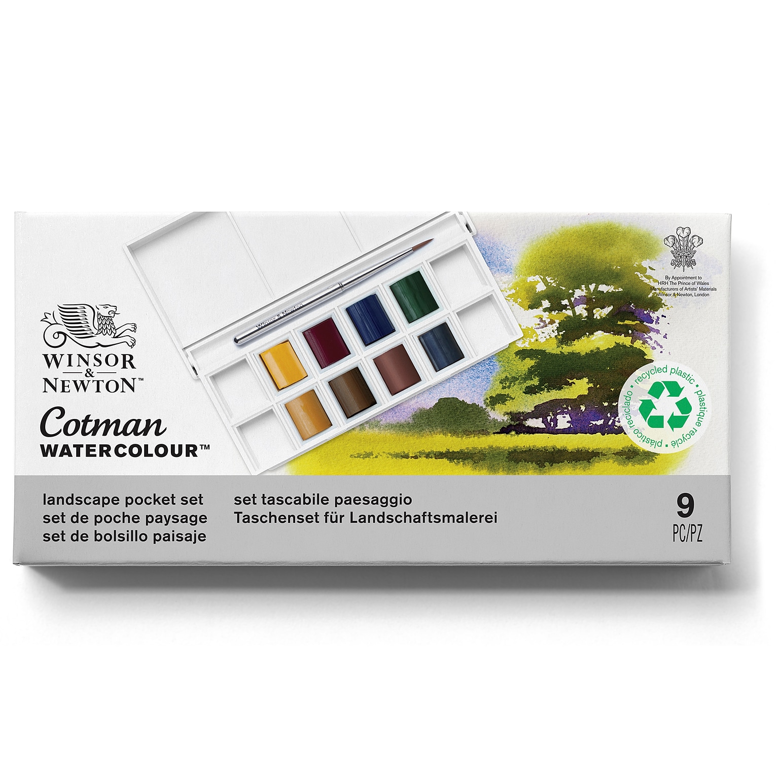 Winsor and Newton Cotman Watercolor Paint Palette, Assorted Colors, 9 Pieces/Set (WNX0390673)