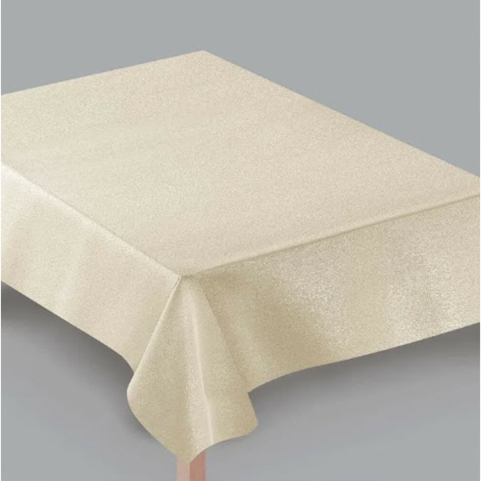 JAM PAPER Premium Shimmer Fabric Tablecloth, Rectangle 60 x 84 inch, Metallic Golden Ivory , 1 Reusable Table Cover/Pack