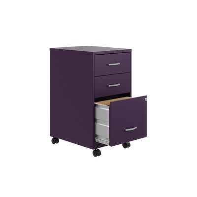 Space Solutions 18" 3-Drawer Mobile Letter Width Vertical File Cabinet, Midnight Purple (25289)