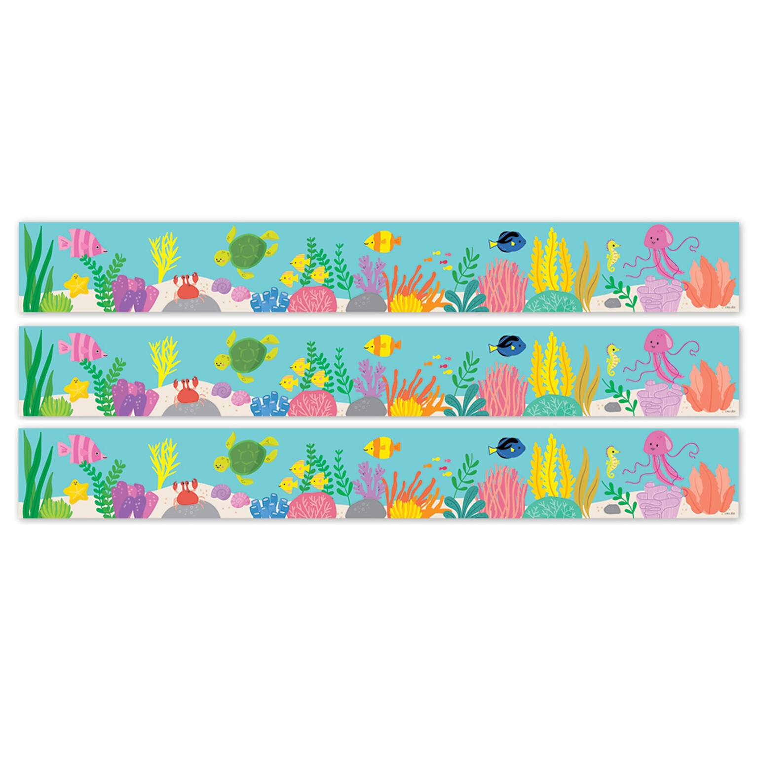 Creative Teaching Press EZ Border, 3 x 2, Sea Friends Under the Sea, 24/Pack, 3 Packs/Bundle (CTP11057-3)