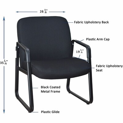 Lorell Big and Tall Fabric-Upholstered Guest Chair, 500 lb. Capacity, Black (LLR84586)