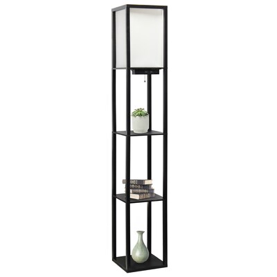 Creekwood Home Classix 62.5" Floor Lamp with Rectangular Shade, Black (CWF-3009-BK)