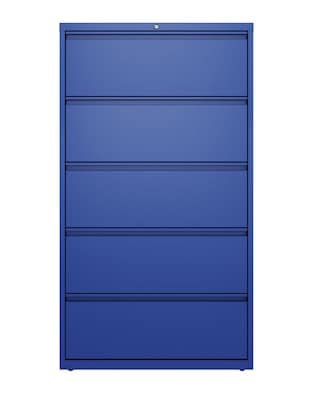 Hirsh HL10000 Series 5-Drawer Lateral File Cabinet, Locking, Letter/Legal, Classic Blue, 36 (24260)