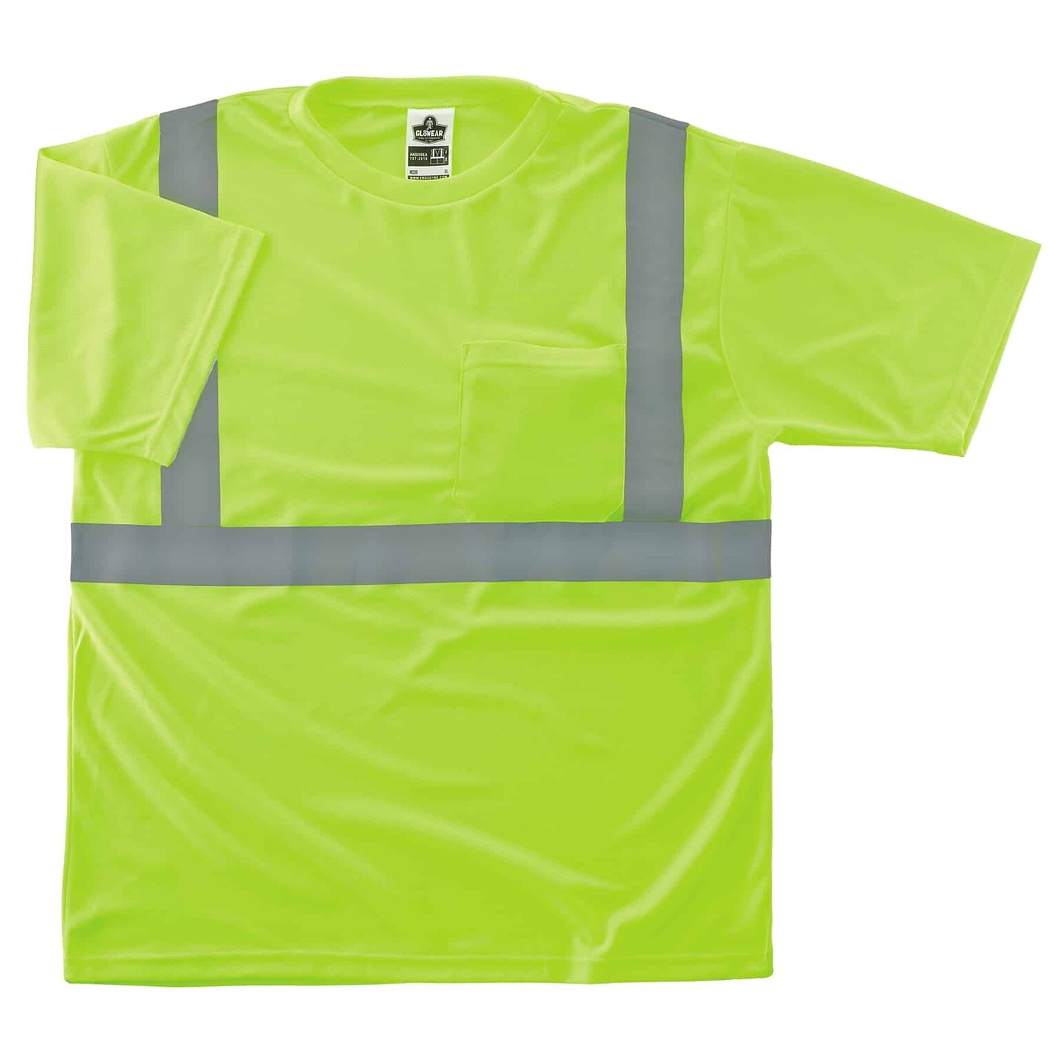 GloWear 8289-ECO High Visibility Short Sleeve T-Shirt, ANSI Type R Class 2, Lime, XS, (21531)