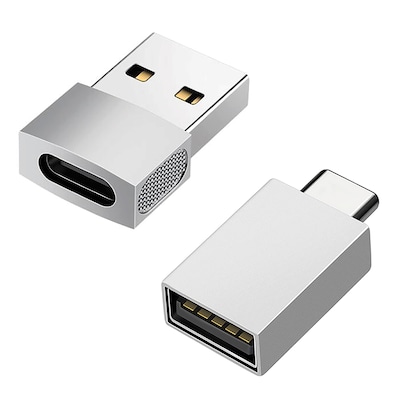 Amaze USB-C to USB-A Adapter, Silver, 2/Pack (AMZUSBCA2P)