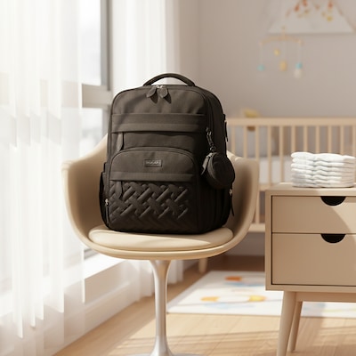 DUKAP Baby Pro Expandable Diaper Backpack, Large, Black (BDKBAB17BLK)