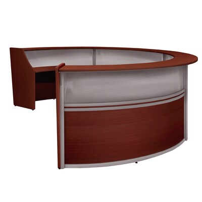 Regency Marque 142"W Curved Reception Desk Workstation, Mahogany (77314MH)