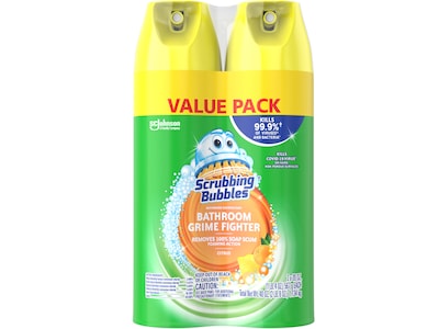 Scrubbing Bubbles Bathroom Grime Fighter Disinfecting Surface Cleaner Aerosol, Citrus Scent, 20 oz.,