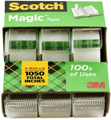 Scotch Magic Invisible Tape with Refillable Dispenser, 3/4" x 300 in., 3/Pack (3105)