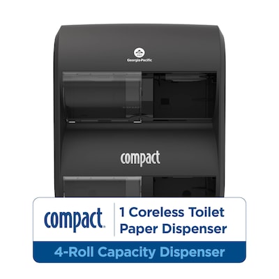 Georgia-Pacific Compact Quad 4-Roll Coreless Toilet Paper Dispenser, Black (56744B)