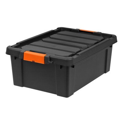 Iris 47 Quart Heavy Duty Store-It-All Plastic Latching Storage Tote, Black (500215)