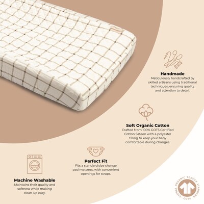 Organic Cotton Check Change Pad Cover