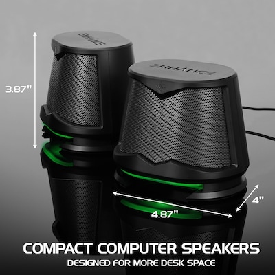 ENHANCE SB2 Computer Speaker System, Black/Green LEDs (ENPCSB2100GNWS)