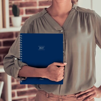 2027 Mead Essentials 9" x 11" Calendar Year Weekly & Monthly Planner, Plastic Cover, Navy (CRW630G2027)