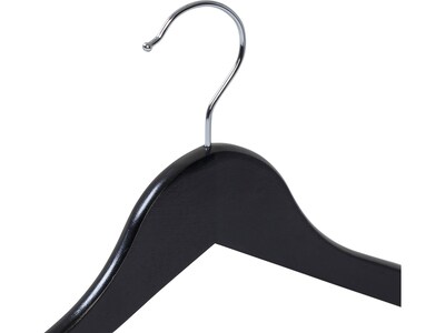 Honey-Can-Do Wood Nonslip Hanger, Black, 24/Pack (HNG-09406)