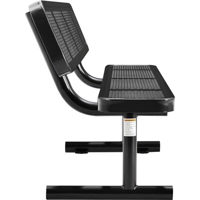 Global Industrial 6' Outdoor Steel Picnic Bench w/ Backrest, Perforated Metal, Black (694557BK)