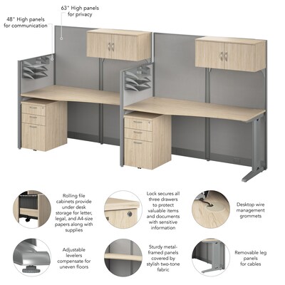Bush Business Furniture Office in an Hour 2 Person Cubicle Desk Set, Natural Elm (OIAH005NE)