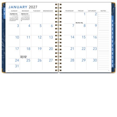 2027 Excello Brands 9" x 11.3" Weekly & Monthly Standard Planner, Paperboard Cover, Blueberry Vines (LGPRT-CY27-8511-88)
