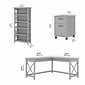 Bush Furniture Key West 60"W L Shaped Desk with 2 Drawer Mobile File Cabinet and 5 Shelf Bookcase, Cape Cod Gray (KWS016CG)
