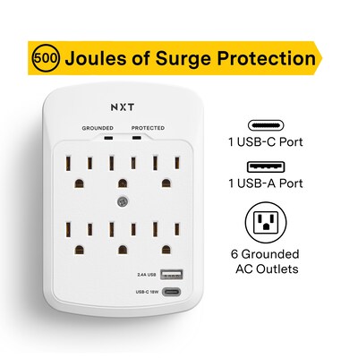 NXT Technologies™ 6-Outlet Outlet Adapter, White (NX61427)