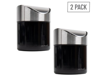 Mind Reader Metal Countertop Trash Can with Swivel Lid, 0.40 Gallon, Black, 2/Set (2GARBASK-BLK)