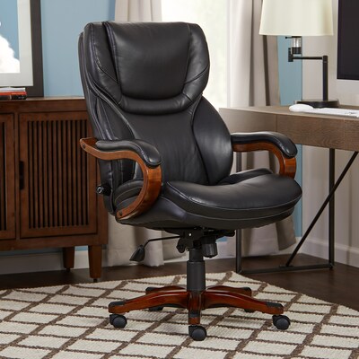 Serta Conway Ergonomic Bonded Leather Executive Big & Tall Chair, 350 lb. Capacity, Black/Brown (CHR100007)
