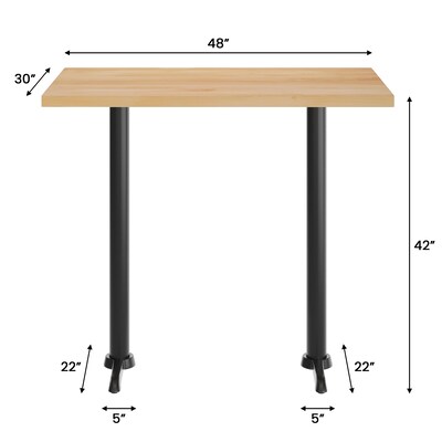 Flash Furniture Bennett Wooden Commercial Indoor Table, 48" x 30", Natural Top/Black Base (GSF3048NTT0522B)