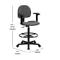 Flash Furniture Mid Back Fabric Ergonomic Drafting Stool With Arms, Gray (BT659GRYARMS)