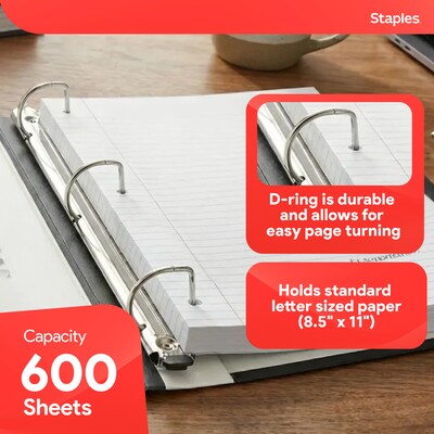 Staples 3" 3-Ring Better Binder, D-Ring, White (ST55887-CC)
