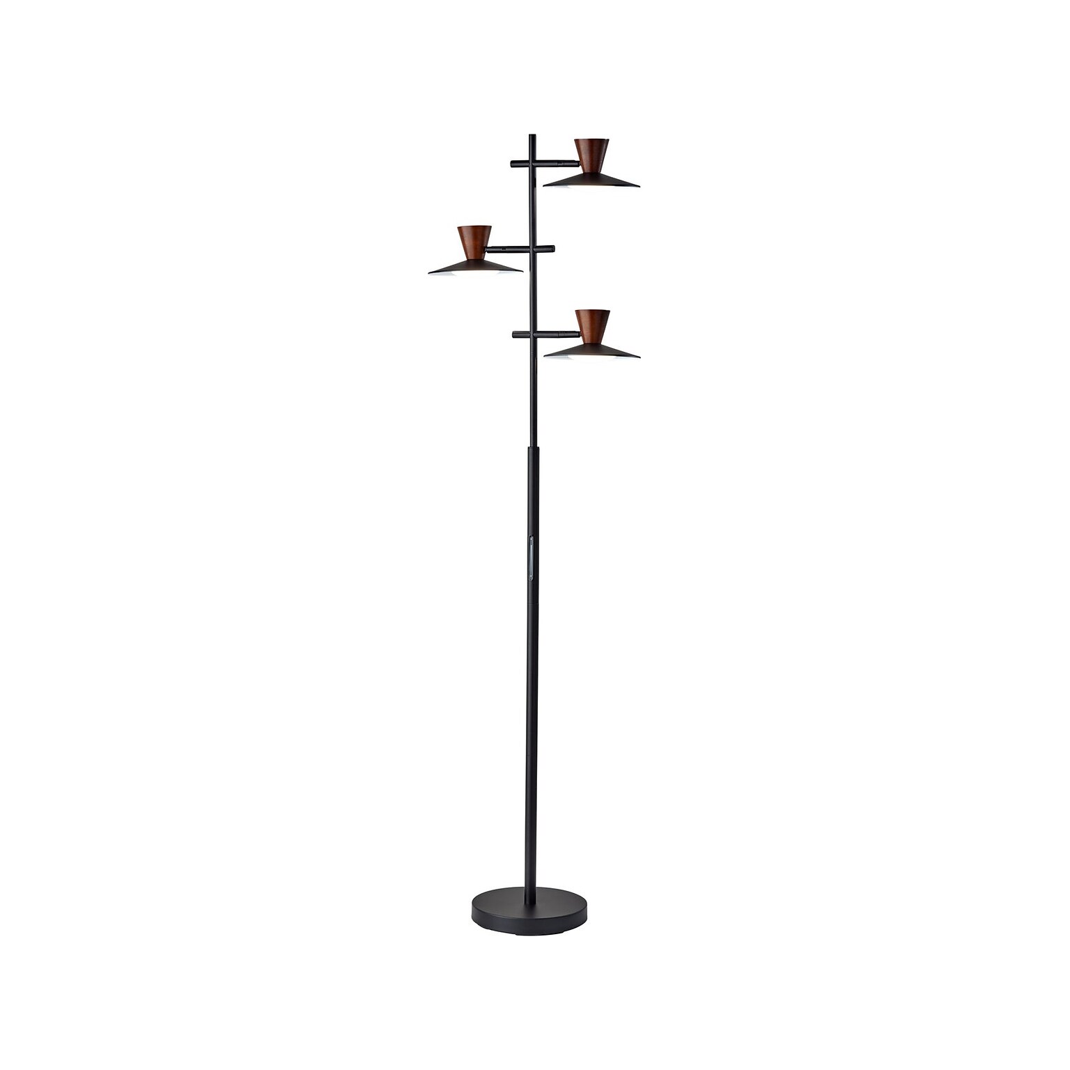 Adesso Elmore 67 Metal/Wood Floor Lamp with Round Shades (5182-01)