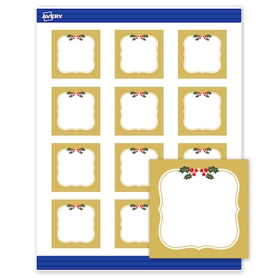 Avery Gold-Metallic Berries Matte Blank Card, White, 120/Pack (S00-FGT)
