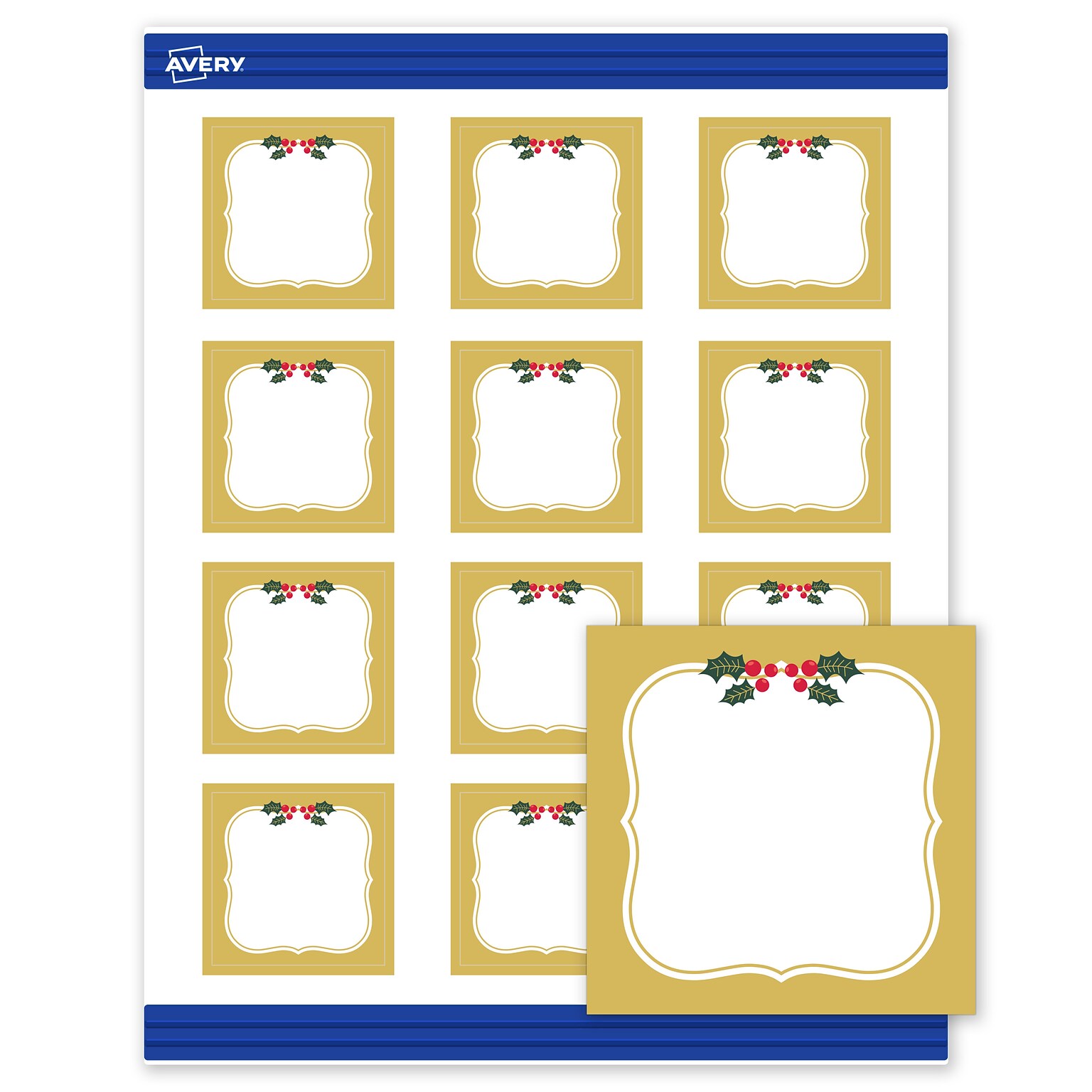 Avery Gold-Metallic Berries Matte Blank Card, White, 120/Pack (S00-FGT)