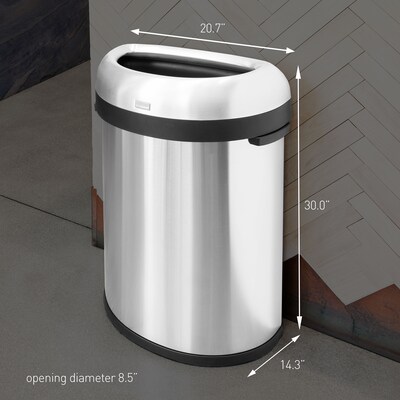 simplehuman 80L Semi-Round Can, Matte Black Heavy-Gauge Steel, Indoor Trash Can with Open Lid, 21 Gallon (CW1495)