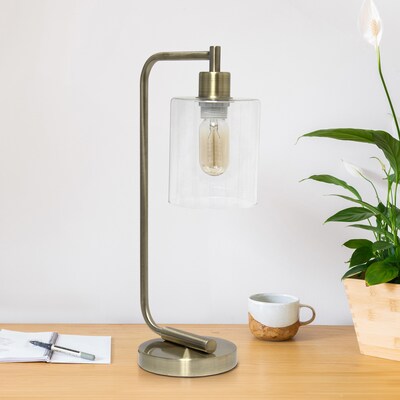 Creekwood Home Vintage Vantage 18.8" Minimalist Industrial Curved Arm Desk Lamp, Antique Brass (CWD-1014-AB)