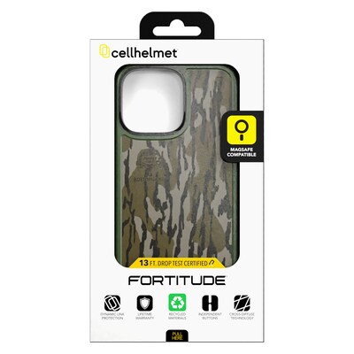 cellhelmet Fortitude Series MagSafe Phone Case for iPhone 16 Pro Max, Shock Absorbing, Mossy Oak Bottom Lands (CF-107-MO)