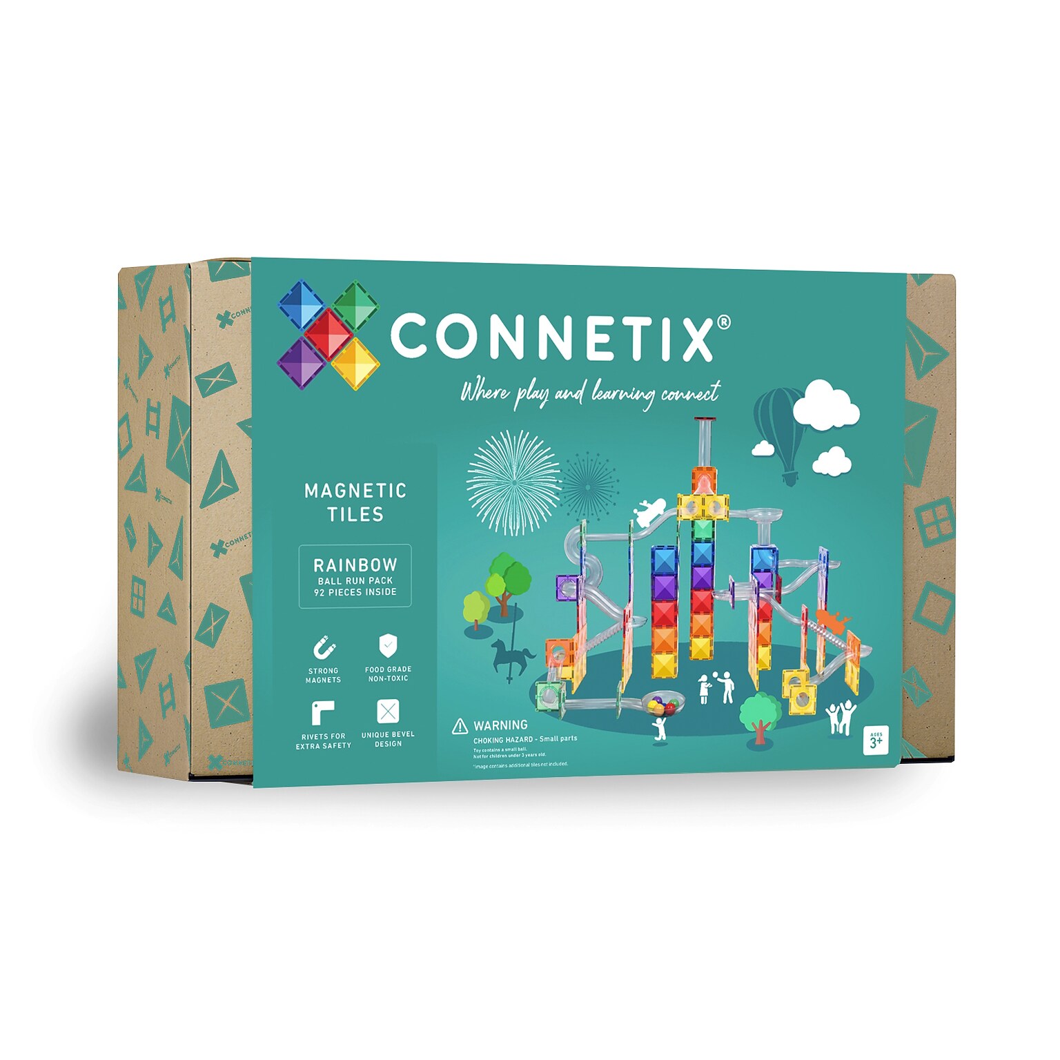 Connetix Magnetic Tiles Rainbow Ball Run Pack, 92 Pieces (CNTR00092BR)