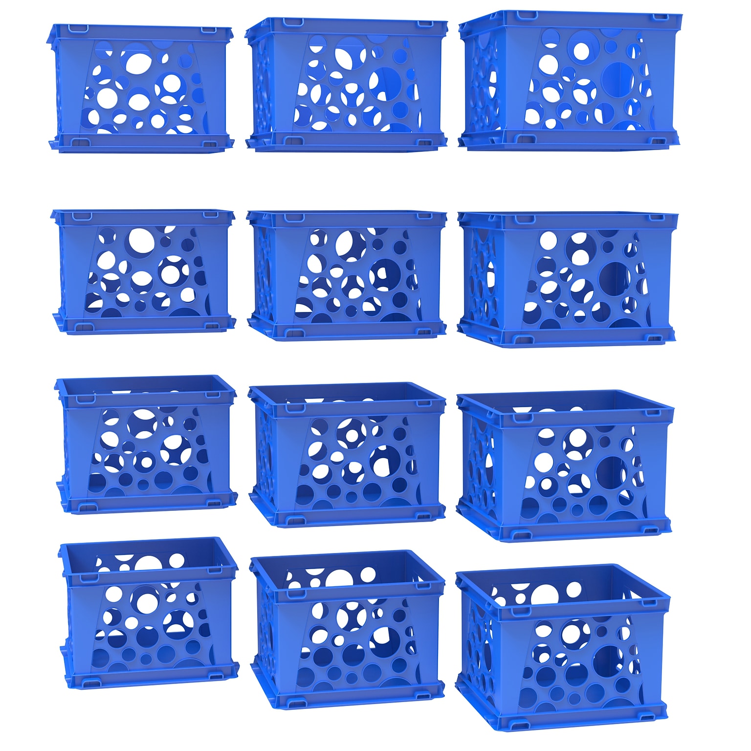 Storex Polystyrene Mini Crate, 9 x 7-3/4 x 6, Blue, 12/Pack (STX61595U12S)