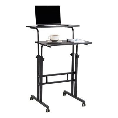 Mind Reader 27.5"- 39" Mobile Adjustable Sit/Stand Desk, Black (SDROLLXL-BLK)
